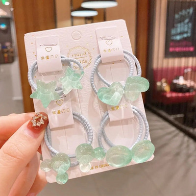 [8-osaline komplekt] Laste juukseaksessuaarid Uus beebi kummipael Jelly läbipaistev multifilmitähed ei tee juustele haiget