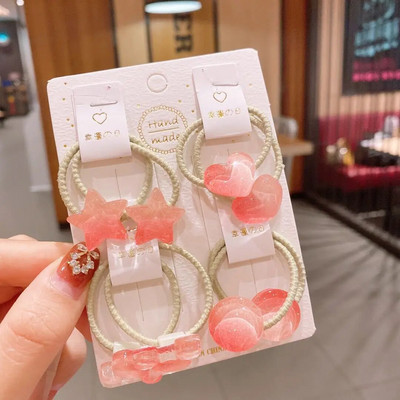 [8-osaline komplekt] Laste juukseaksessuaarid Uus beebi kummipael Jelly läbipaistev multifilmitähed ei tee juustele haiget