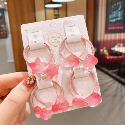 [8-osaline komplekt] Laste juukseaksessuaarid Uus beebi kummipael Jelly läbipaistev multifilmitähed ei tee juustele haiget