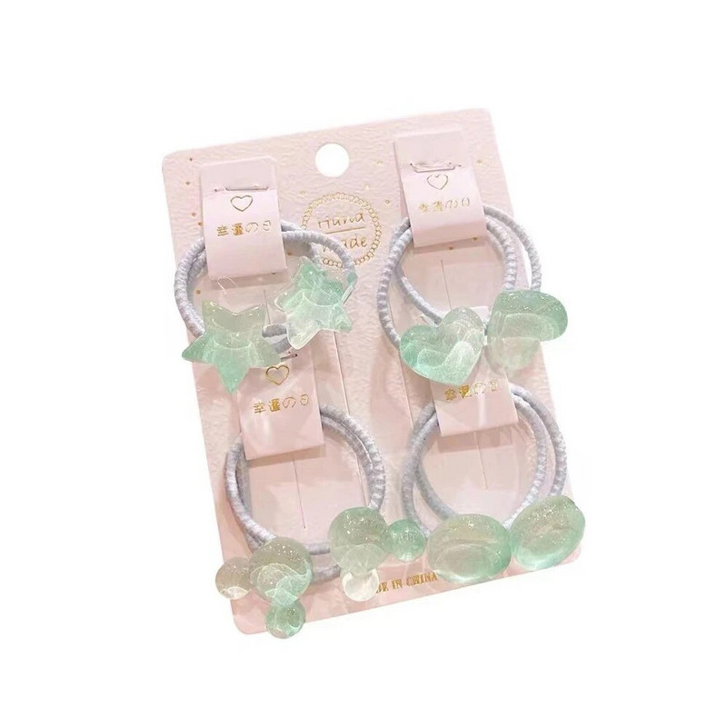 [8-osaline komplekt] Laste juukseaksessuaarid Uus beebi kummipael Jelly läbipaistev multifilmitähed ei tee juustele haiget