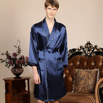 5XL Robe Luxury Ανδρική ρόμπα μεταξένια σατέν Κιμονό Μακρυμάνικη Πυζά Μπουρνούζι Υπερμεγέθη Νυχτικό Καλοκαιρινά Ρούχα σπιτιού