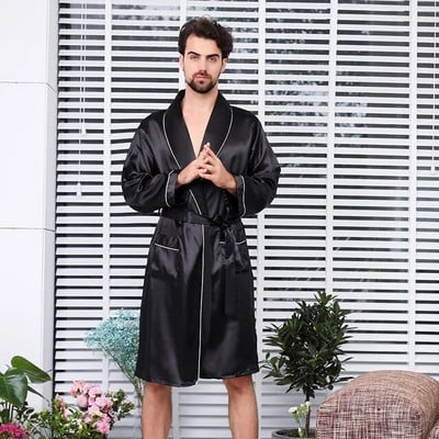 5XL hommikumantel Luksuslik meeste siidine satiin kimono rüü pikkade varrukatega magamisriided hommikumantel Oversized öösärk Suvine koduriided