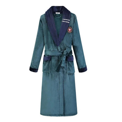 Cămașă de noapte pentru bărbați, ocazională, caldă, moale, cu centură, rochie de somn, căptușită, flanel, halat de baie, lung, rochie de iarnă, noua haină groasă