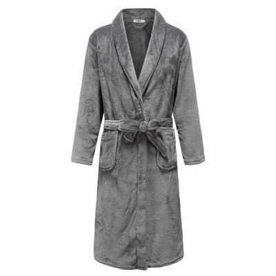 Cămașă de noapte pentru bărbați, ocazională, caldă, moale, cu centură, rochie de somn, căptușită, flanel, halat de baie, lung, rochie de iarnă, noua haină groasă