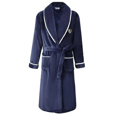 Cămașă de noapte pentru bărbați, ocazională, caldă, moale, cu centură, rochie de somn, căptușită, flanel, halat de baie, lung, rochie de iarnă, noua haină groasă