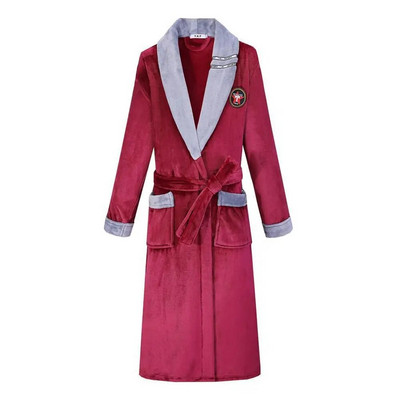 Cămașă de noapte pentru bărbați, ocazională, caldă, moale, cu centură, rochie de somn, căptușită, flanel, halat de baie, lung, rochie de iarnă, noua haină groasă