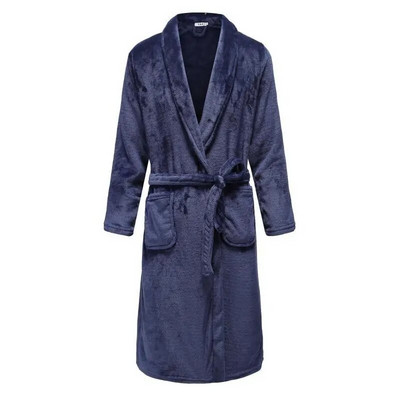 Cămașă de noapte pentru bărbați, ocazională, caldă, moale, cu centură, rochie de somn, căptușită, flanel, halat de baie, lung, rochie de iarnă, noua haină groasă