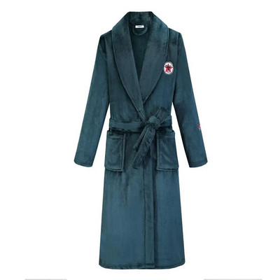 Cămașă de noapte pentru bărbați, ocazională, caldă, moale, cu centură, rochie de somn, căptușită, flanel, halat de baie, lung, rochie de iarnă, noua haină groasă