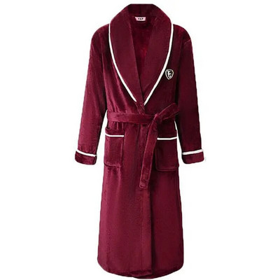 Cămașă de noapte pentru bărbați, ocazională, caldă, moale, cu centură, rochie de somn, căptușită, flanel, halat de baie, lung, rochie de iarnă, noua haină groasă