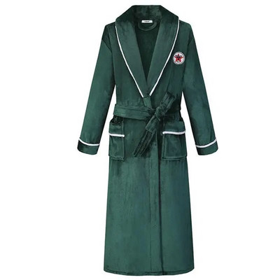 Cămașă de noapte pentru bărbați, ocazională, caldă, moale, cu centură, rochie de somn, căptușită, flanel, halat de baie, lung, rochie de iarnă, noua haină groasă