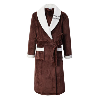 Cămașă de noapte pentru bărbați, ocazională, caldă, moale, cu centură, rochie de somn, căptușită, flanel, halat de baie, lung, rochie de iarnă, noua haină groasă