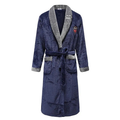 Cămașă de noapte pentru bărbați, ocazională, caldă, moale, cu centură, rochie de somn, căptușită, flanel, halat de baie, lung, rochie de iarnă, noua haină groasă
