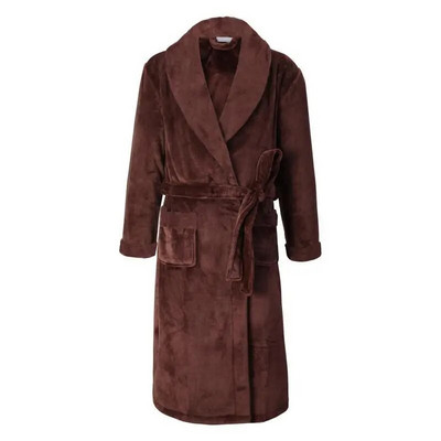 Cămașă de noapte pentru bărbați, ocazională, caldă, moale, cu centură, rochie de somn, căptușită, flanel, halat de baie, lung, rochie de iarnă, noua haină groasă