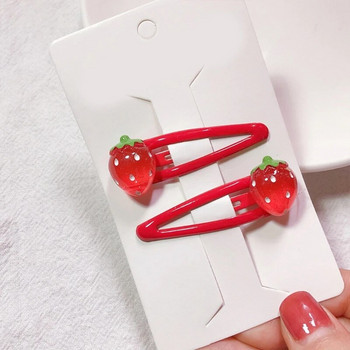 3D ягодови щипки за коса Неплъзгаща се анимационна щипка с плодове Странични щипки от плодова смола Сладки аксесоари за шноли Държач за опашка