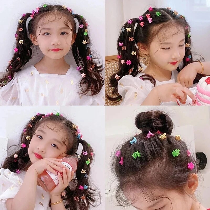 15/40 τμχ Μικρές φουρκέτες λουλούδι Κλιπ μαλλιών Αξεσουάρ μαλλιών για κορίτσια Χρώμα καραμέλα Γλυκό χαριτωμένο φουρκέτα Παιδικά καλύμματα δώρου