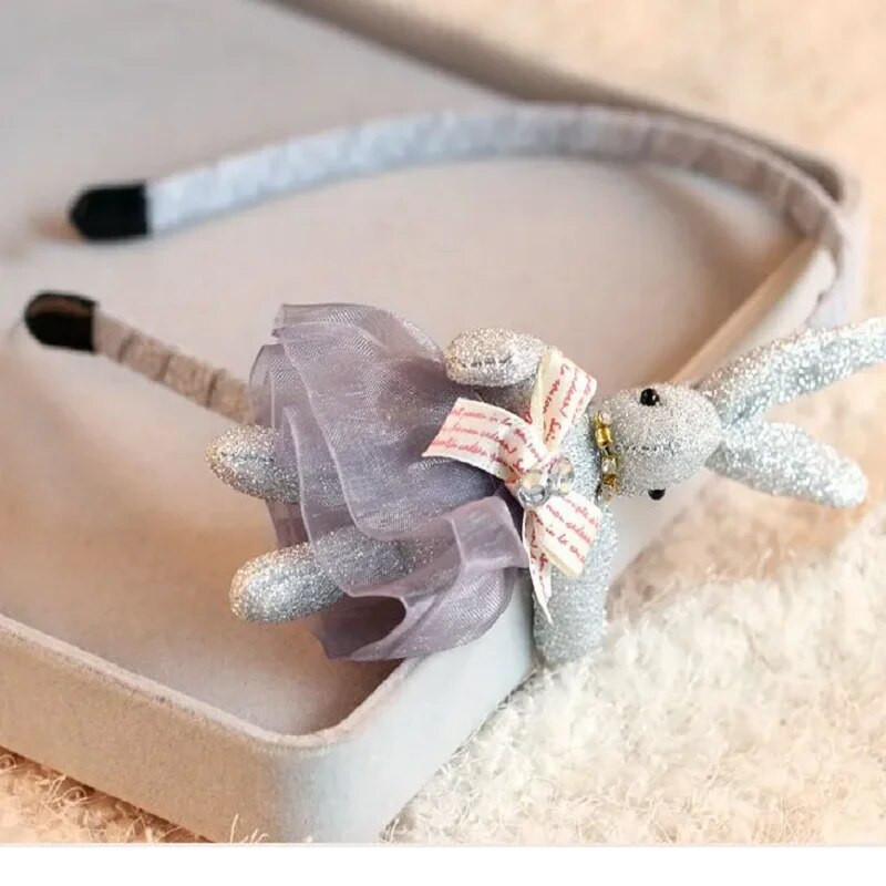 1 gab. JAUNA, jauka meiteņu trušu multfilma bērnu galvas saite Organza Dzīvnieku princeses matu bumba