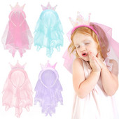 Ar rokām darinātas kronis mirdzošas galvas lentes Princeses matu lentes dzijas plīvurs kronis bērnu kāzu ballītei matu aksesuāri korejiešu vairumtirdzniecība