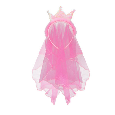 Ar rokām darinātas kronis mirdzošas galvas lentes Princeses matu lentes dzijas plīvurs kronis bērnu kāzu ballītei matu aksesuāri korejiešu vairumtirdzniecība