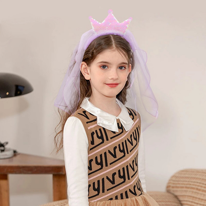 Ar rokām darinātas kronis mirdzošas galvas lentes Princeses matu lentes dzijas plīvurs kronis bērnu kāzu ballītei matu aksesuāri korejiešu vairumtirdzniecība