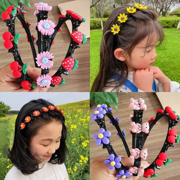 AISHG Love Fruit лента за коса за момичета, модна плетена лента за глава с цветя, корейски зъб, неплъзгащ се обръч, лента за коса за жени Аксесоари за коса