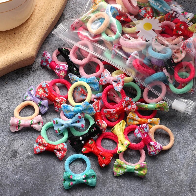 10/20 τμχ/Σετ χαριτωμένα κορδέλες με παπιγιόν για κορίτσια Ελαστικές κορδέλες μαλλιών Αξεσουάρ μαλλιών για παιδιά Φιόγκοι κινουμένων σχεδίων Διακοσμητικά κεφαλής Δώρο