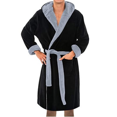 Men`s Winter Thermal Long Bathrobe Lovers Warm Lengthened Plush Shawl Kimono Bath Robe Long Sleeved Nightgowns Home Clothes