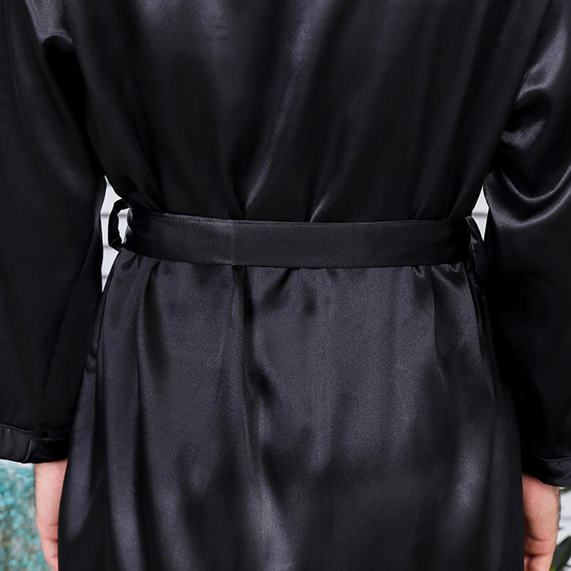 Ljetni muški ogrtač od imitacije svile s džepovima oko pojasa za kupanje Kućni ogrtač za spavanje