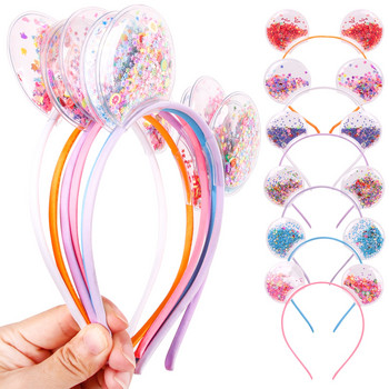 Candygirl Διάφανα αυτιά γάτας Headband Quicksand Bows Hair Hoop Χαριτωμένες πολύχρωμες πούλιες Hairbands Αξεσουάρ μαλλιών Princess για κορίτσια