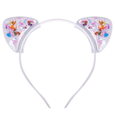 Candygirl Caurspīdīgas Kaķu Ausis Galvas saite Quicksand bantes Matu Stīpa Jauki Krāsaini Sequins Matu Lentes Meiteņu Princešu Matu Aksesuāri