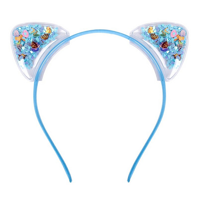 Candygirl Caurspīdīgas Kaķu Ausis Galvas saite Quicksand bantes Matu Stīpa Jauki Krāsaini Sequins Matu Lentes Meiteņu Princešu Matu Aksesuāri