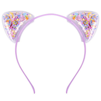 Candygirl Caurspīdīgas Kaķu Ausis Galvas saite Quicksand bantes Matu Stīpa Jauki Krāsaini Sequins Matu Lentes Meiteņu Princešu Matu Aksesuāri