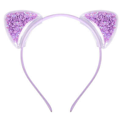 Candygirl Caurspīdīgas Kaķu Ausis Galvas saite Quicksand bantes Matu Stīpa Jauki Krāsaini Sequins Matu Lentes Meiteņu Princešu Matu Aksesuāri