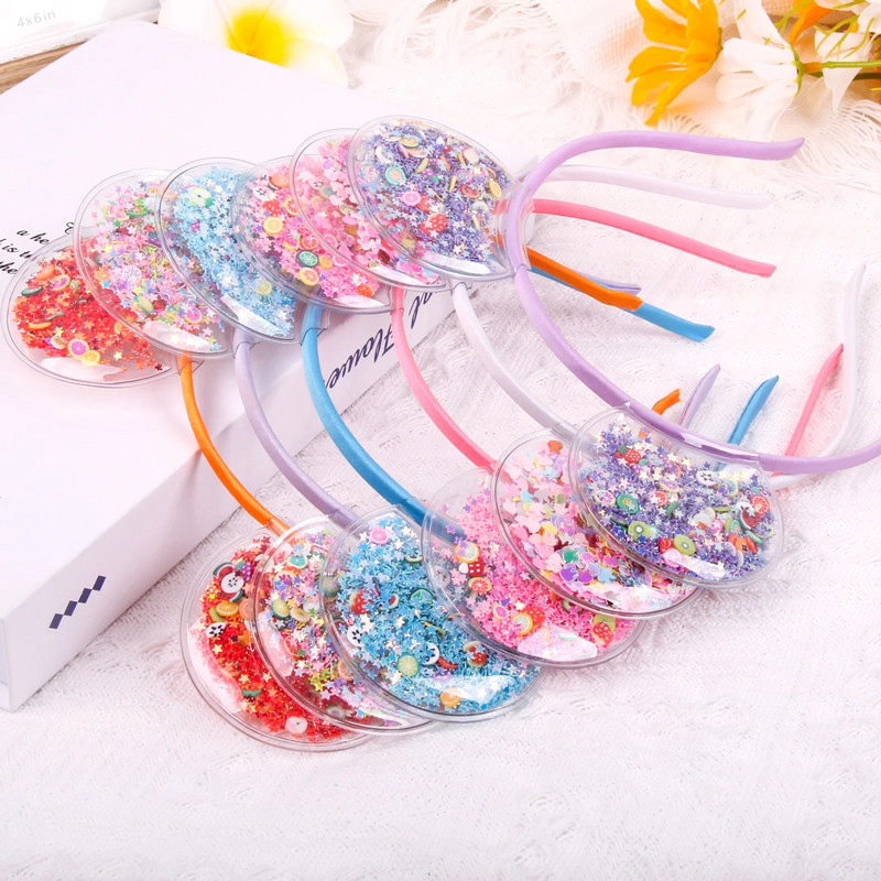 Candygirl Caurspīdīgas Kaķu Ausis Galvas saite Quicksand bantes Matu Stīpa Jauki Krāsaini Sequins Matu Lentes Meiteņu Princešu Matu Aksesuāri