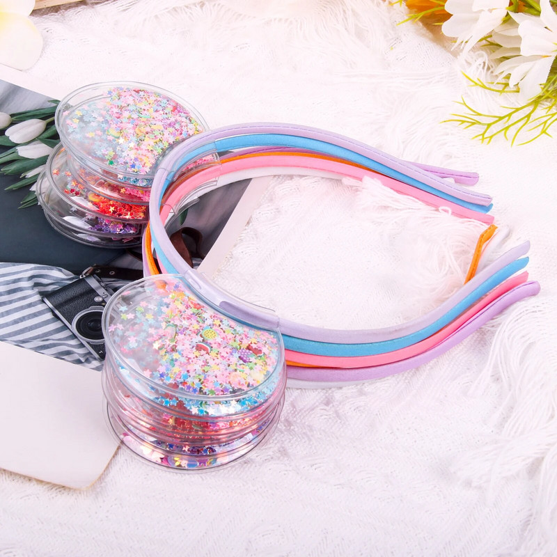 Candygirl Caurspīdīgas Kaķu Ausis Galvas saite Quicksand bantes Matu Stīpa Jauki Krāsaini Sequins Matu Lentes Meiteņu Princešu Matu Aksesuāri