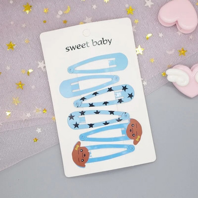 6 gab. Jauna jauka multfilma metāla apdruka krāsaina dzīvnieku mazuļa BB klipsi meiteņu matu sprādzes matu sprādzes bērniem galvassegas bērnu aksesuāri