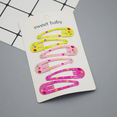 6 gab. Jauna jauka multfilma metāla apdruka krāsaina dzīvnieku mazuļa BB klipsi meiteņu matu sprādzes matu sprādzes bērniem galvassegas bērnu aksesuāri