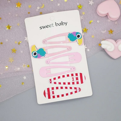 6 gab. Jauna jauka multfilma metāla apdruka krāsaina dzīvnieku mazuļa BB klipsi meiteņu matu sprādzes matu sprādzes bērniem galvassegas bērnu aksesuāri