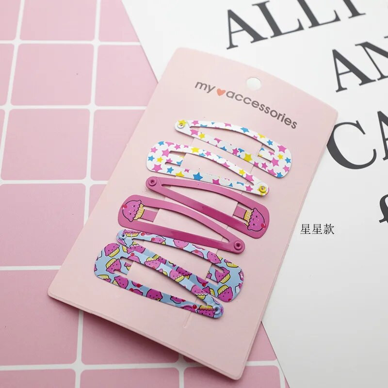 6 gab. Jauna jauka multfilma metāla apdruka krāsaina dzīvnieku mazuļa BB klipsi meiteņu matu sprādzes matu sprādzes bērniem galvassegas bērnu aksesuāri