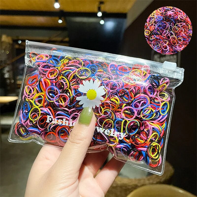 50 buc pentru fete, culoare solidă, bandă de cauciuc mică, suport pentru coadă de cal, gumă, benzi elastice pentru păr, accesorii pentru păr pentru fete coreene, ornamente