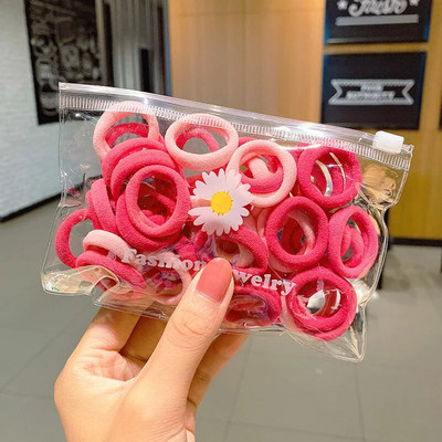 50 buc pentru fete, culoare solidă, bandă de cauciuc mică, suport pentru coadă de cal, gumă, benzi elastice pentru păr, accesorii pentru păr pentru fete coreene, ornamente