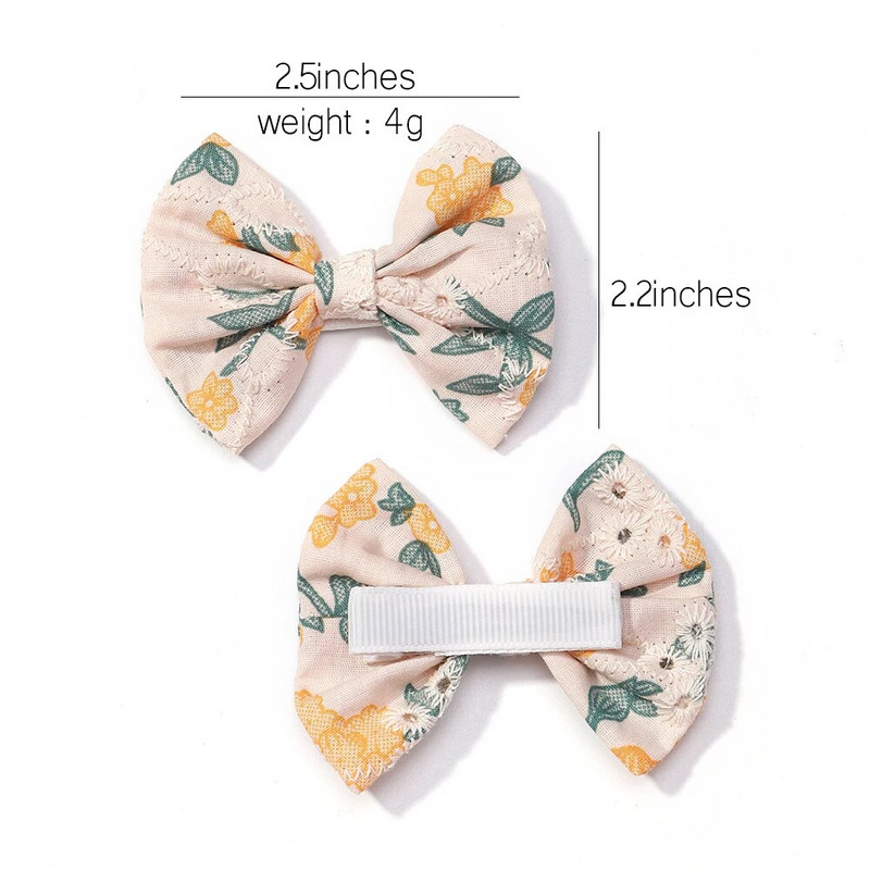 2 τμχ/σετ Κεντήματα Φιόγκοι Κλιπ μαλλιών Μασίφ φουρκέτες για κορίτσια Χειροποίητες βαμβακερές βαρέτες Παιδικές καρφίτσες με πεταλούδα Κορεάτικα καλύμματα κεφαλής