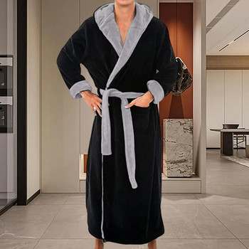 Ανδρικά μπουρνούζια με κουκούλα με κουκούλα και ρυθμιζόμενες τσέπες για ζώνη Stay Cozy Sleepwear