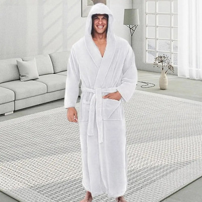Cozy Bathrobe Plush Bathrobe Soft Absorbent Men`s Hooded Bathrobes with Adjustable Belt Pockets Stay Cozy Sleepwear