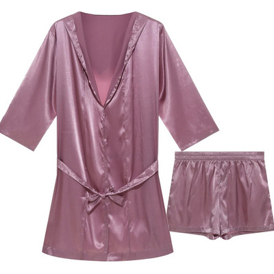 Robă kimono cu pete de mătase pentru bărbați Set de pantaloni scurți halate de baie Robe de pijama halate sexy Robe din satin Rochii de dormit Robe de casă Cămașă de noapte