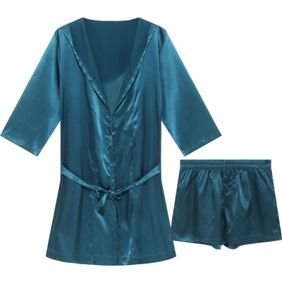 Robă kimono cu pete de mătase pentru bărbați Set de pantaloni scurți halate de baie Robe de pijama halate sexy Robe din satin Rochii de dormit Robe de casă Cămașă de noapte
