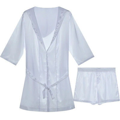 Robă kimono cu pete de mătase pentru bărbați Set de pantaloni scurți halate de baie Robe de pijama halate sexy Robe din satin Rochii de dormit Robe de casă Cămașă de noapte