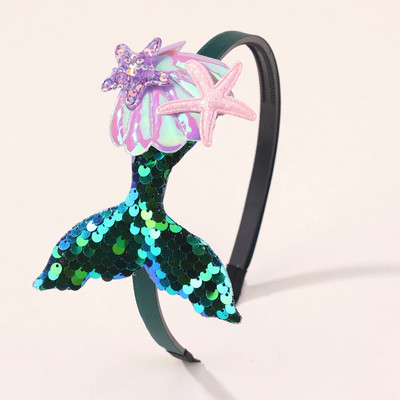 1gab. Daudzslāņu vizulis Nāras galvas lentes meitenēm Varavīksnes sirēna pērles Matu lentes Roku darbs Galvassegas Bērnu matu aksesuāri