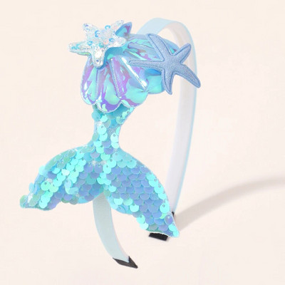 1gab. Daudzslāņu vizulis Nāras galvas lentes meitenēm Varavīksnes sirēna pērles Matu lentes Roku darbs Galvassegas Bērnu matu aksesuāri