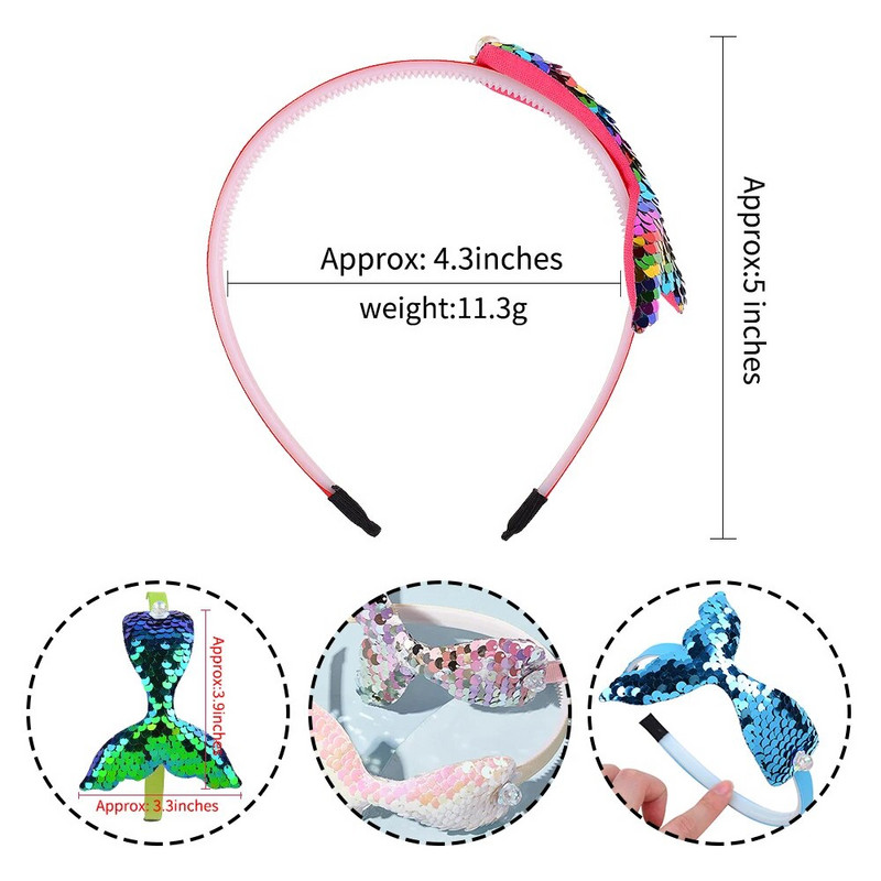 1gab. Daudzslāņu vizulis Nāras galvas lentes meitenēm Varavīksnes sirēna pērles Matu lentes Roku darbs Galvassegas Bērnu matu aksesuāri