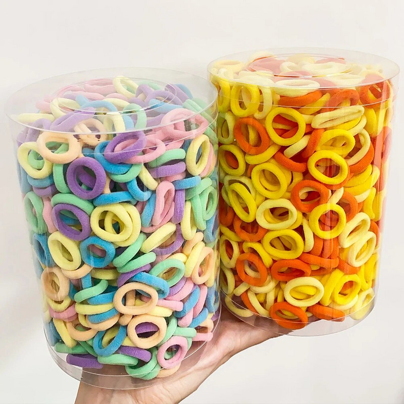 200 tk Naiste tüdrukute värvilised nailonist elastsed juuksepaelad, hobusesaba, väikesed juuksepaelad kummipaelad Scrunchie juuste aksessuaarid